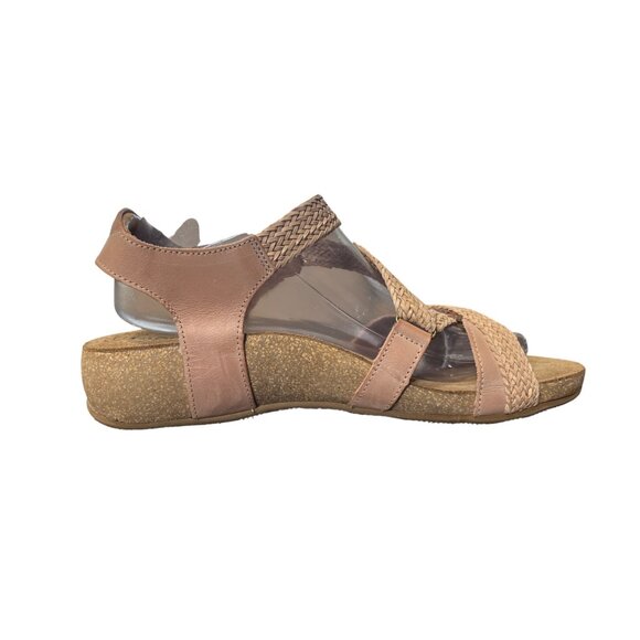 Taos Trulie Braided Leather Cork Sandals Beige Pink Stone Size 41 / US 10 - Picture 9 of 10